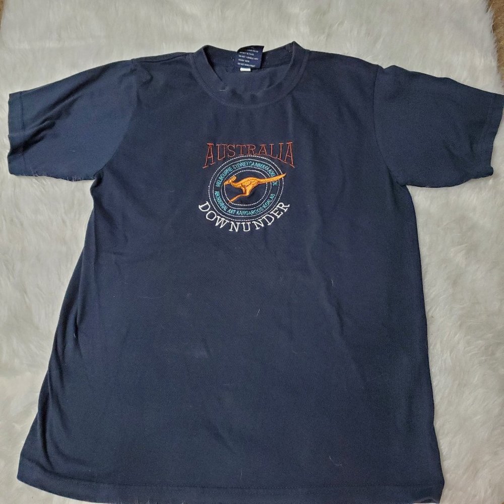Authentic Australian Downunder Embroidered Navy Tee, XS